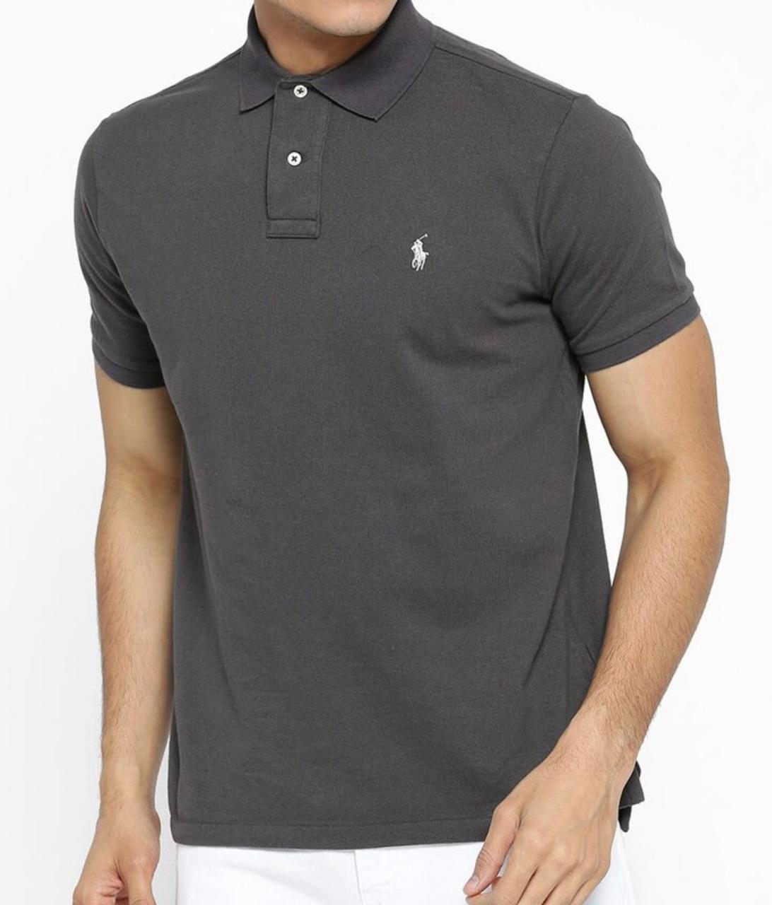 Polo Collar TShirt Charcoal Grey BrandsGlobal