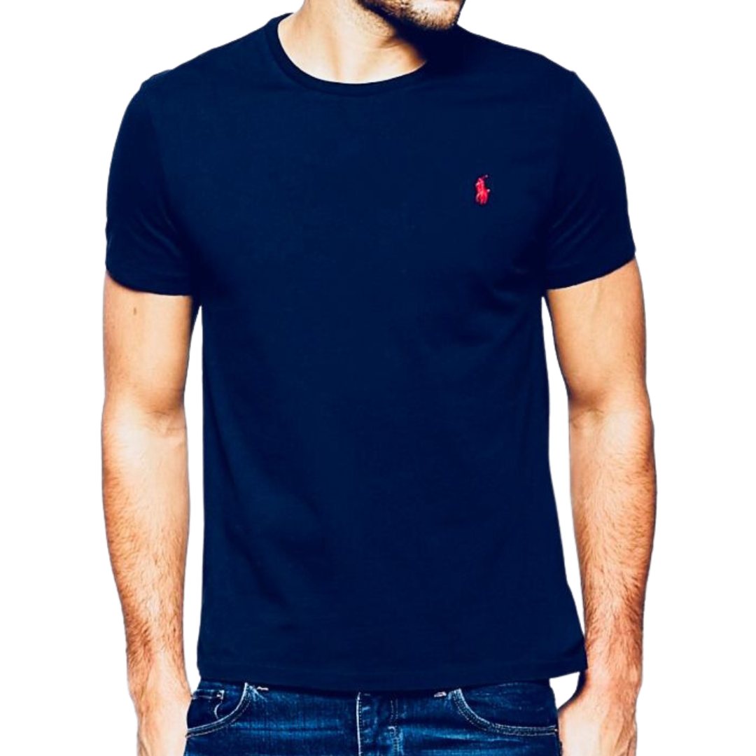 Polo Crew Neck T-Shirt – Navy Blue – BrandsGlobal